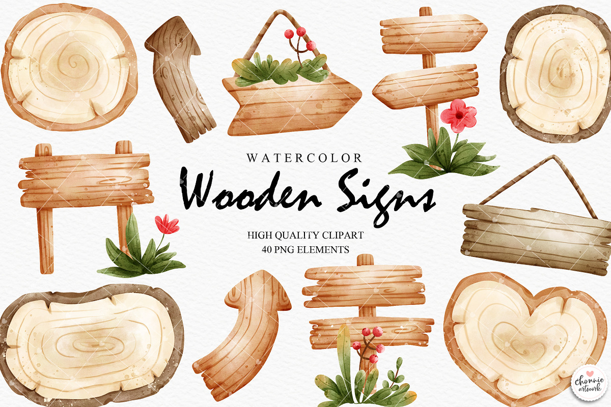 Wooden Signs Clipart, an Illustration by Chonnieartwork (Photo 1 of 5)