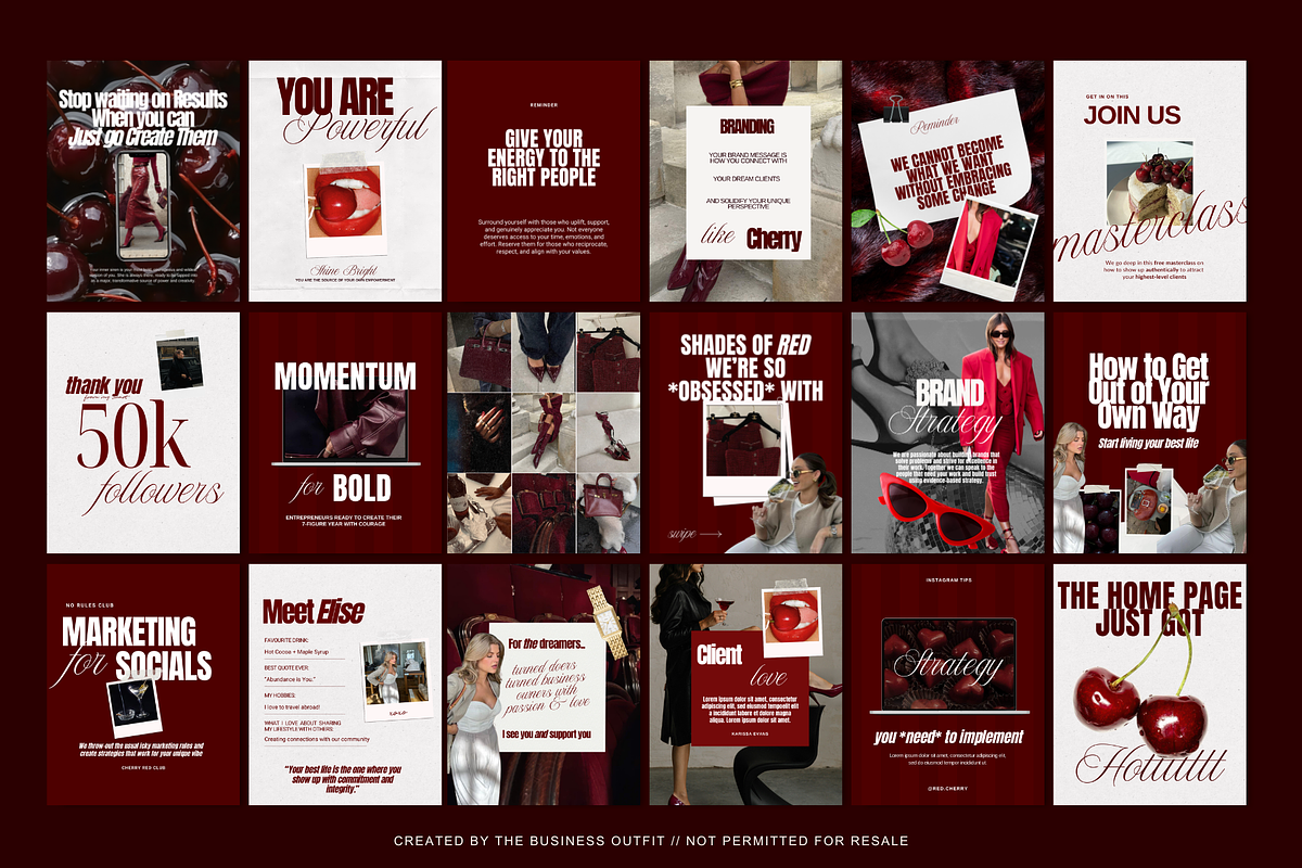 CHERRY Canva Social Media Templates, a Social Media Template by thebusinessoutfit (Photo 3 of 20)