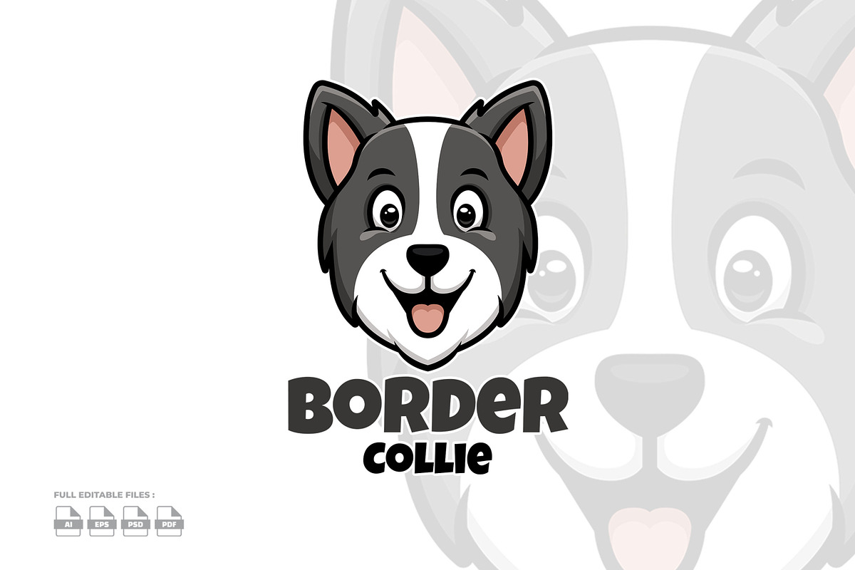 Border Collie Dog Cartoon Logo, a Templates & Theme by Gumrega Studio
