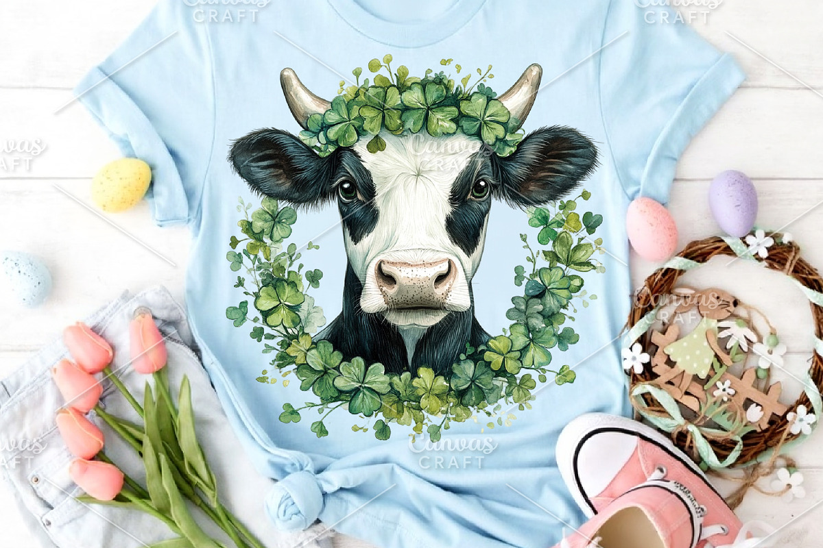 Watercolor St.Patrick's Cow Clipart, an Illustration by Canvas Craft (Photo 5 of 6)