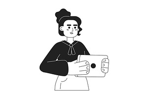 Businesswoman holding tablet