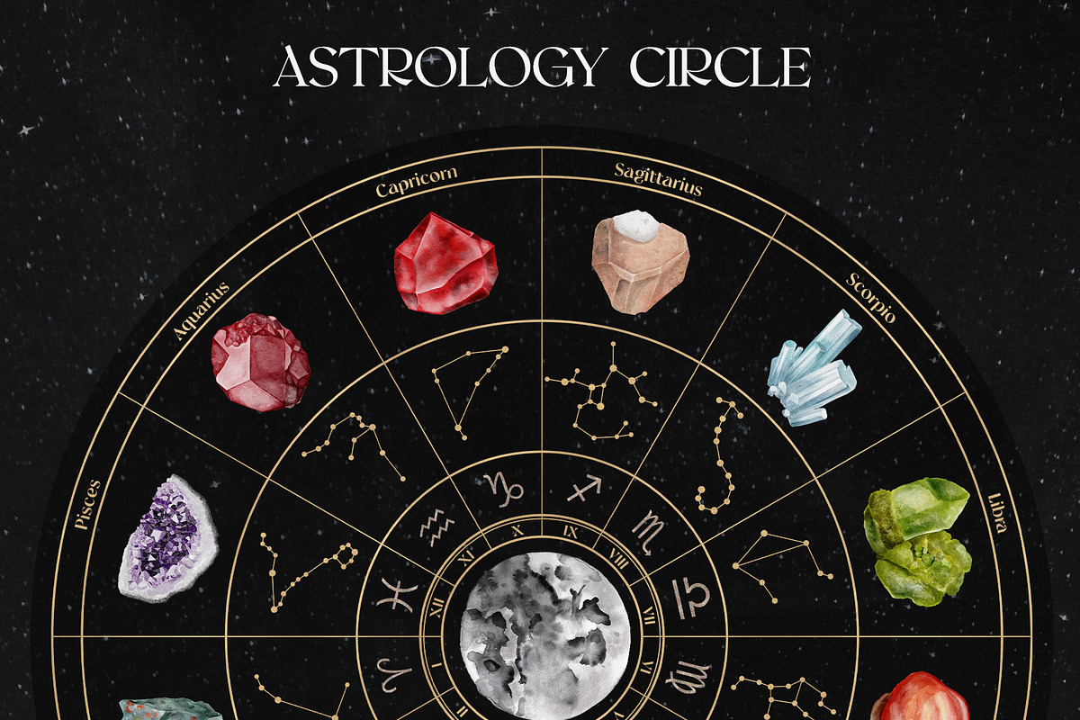 Birthstones & Moon Phases, an Object Illustration by Purple