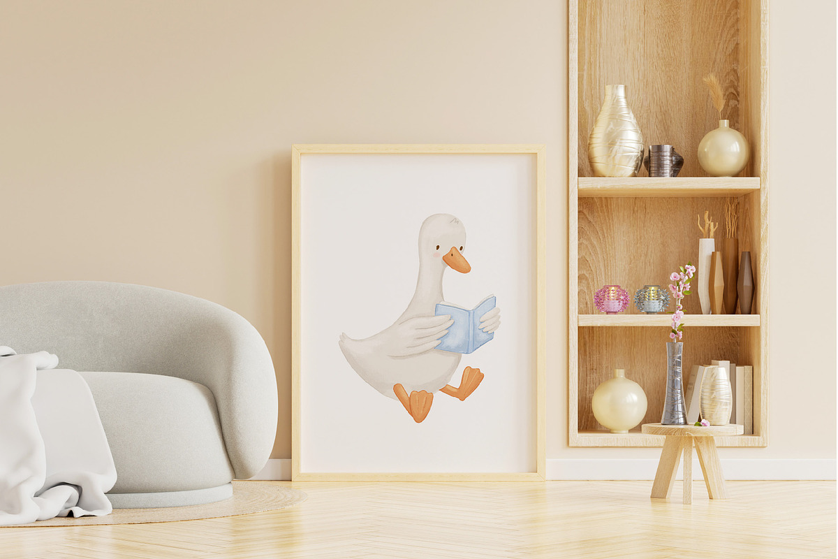 Cute goose illustrations and pattern, an Animal Illustration by ElenaPlatovaArt (Photo 2 of 20)