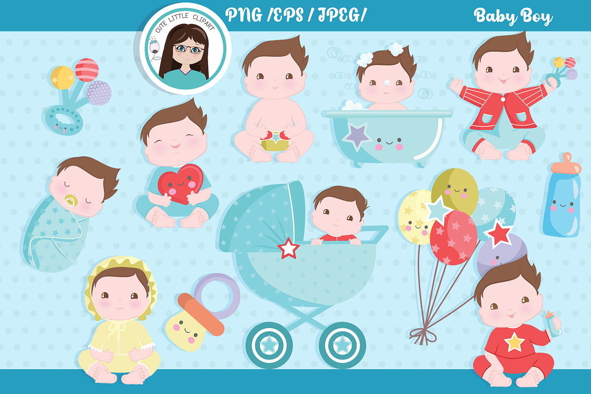 Baby boy clipart, an Illustration by Cute Little Workshop (Photo 1 of 3)