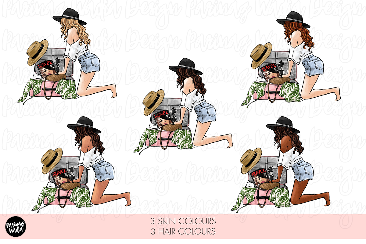 Pink Travel girl clipart png, a Person Illustration by Parinaz Wadia Design (Photo 6 of 10)