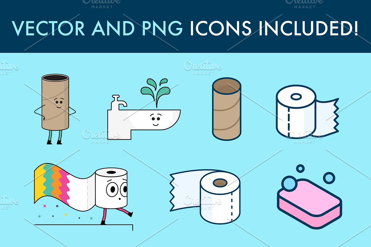 Seamless Toilet Paper Pattern Bundle, a Pattern Graphic by Queen of Infographics (Photo 2 of 6)