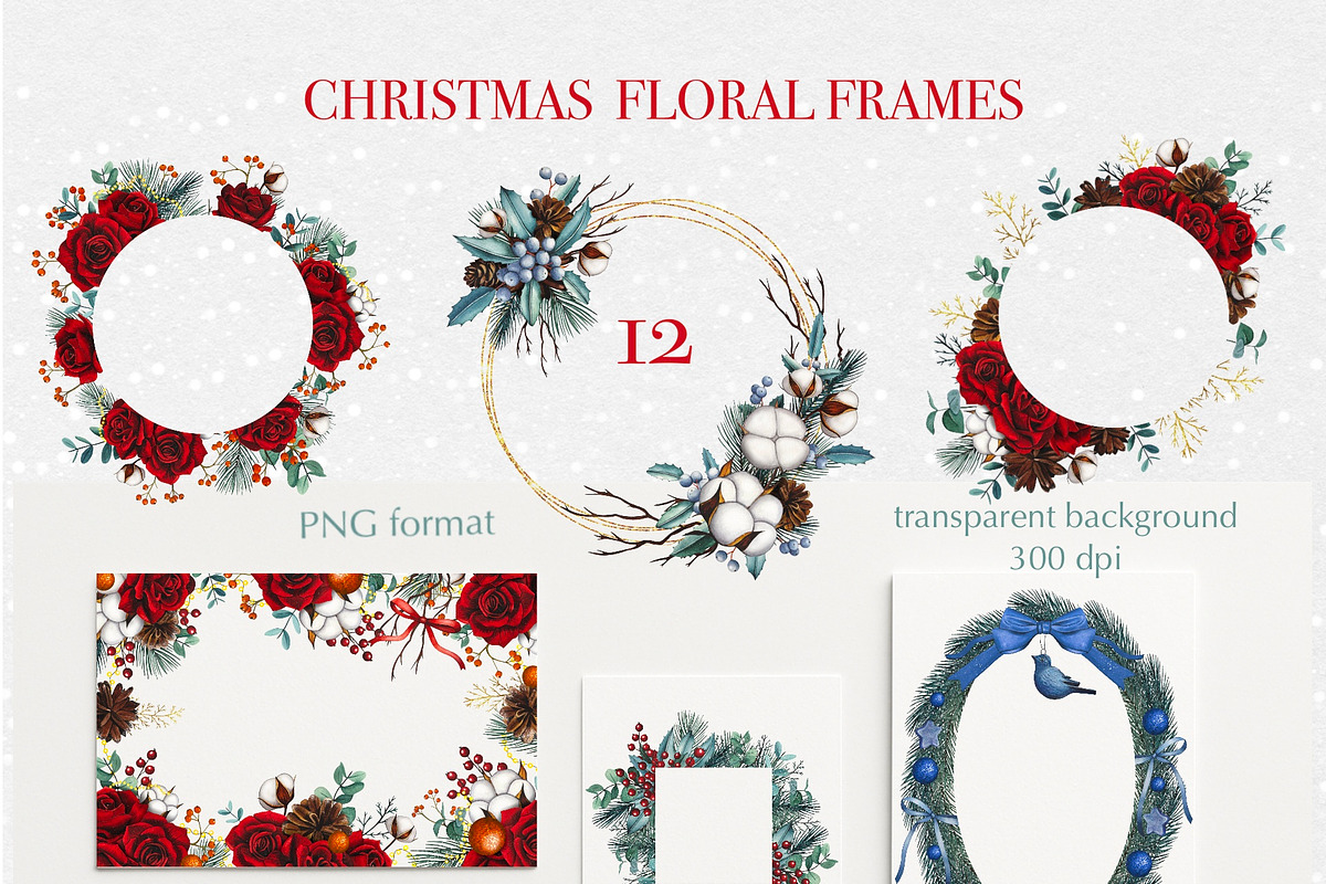 Christmas Magic Watercolor Clipart, a Seasonal Illustration by DiashaArt (Photo 11 of 18)