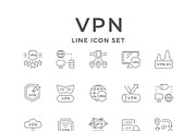 Set line icons of VPN, an Outline Icon by motorama (Thumbnail 1 of 2)
