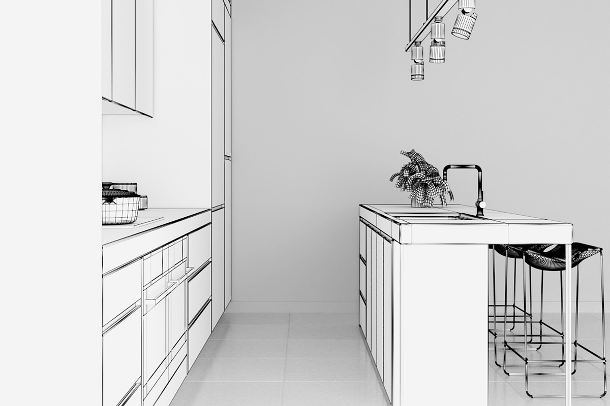 Kitchen C - High End Apartment, an Architecture 3D Model by 3DCargo (Photo 10 of 12)