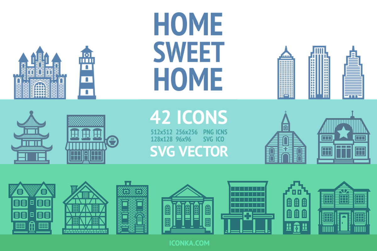 HomeSweetHome Icon Set, an Outline Icon by Iconka (Photo 1 of 2)