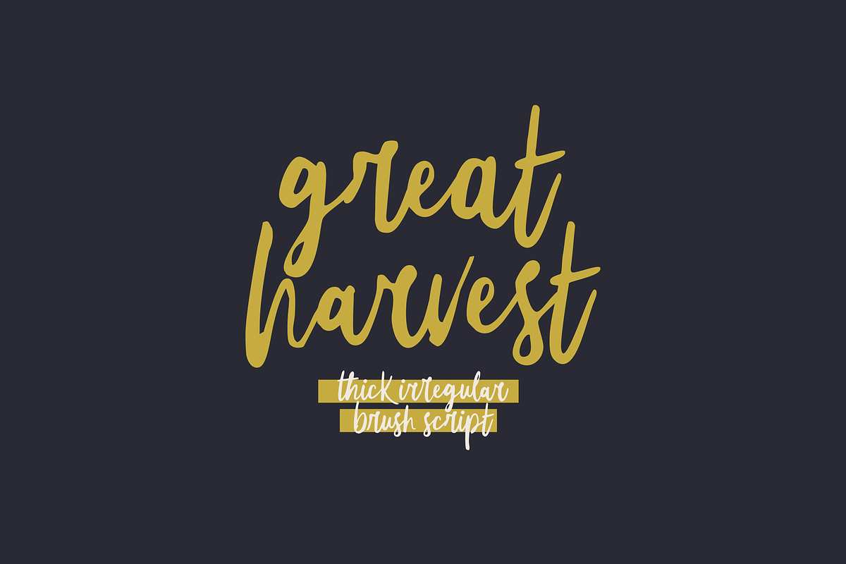 Great Harvest - Rustic Brush Script, a Script Font by Letteratom (Photo 1 of 8)
