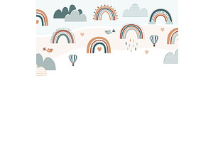 Cute Boho Rainbow frame border with, an Illustration by Toltemara
