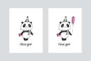 Hand drawn cute pandas, an Animal Illustration by Tkoko vectors & patterns (Thumbnail 3 of 6)