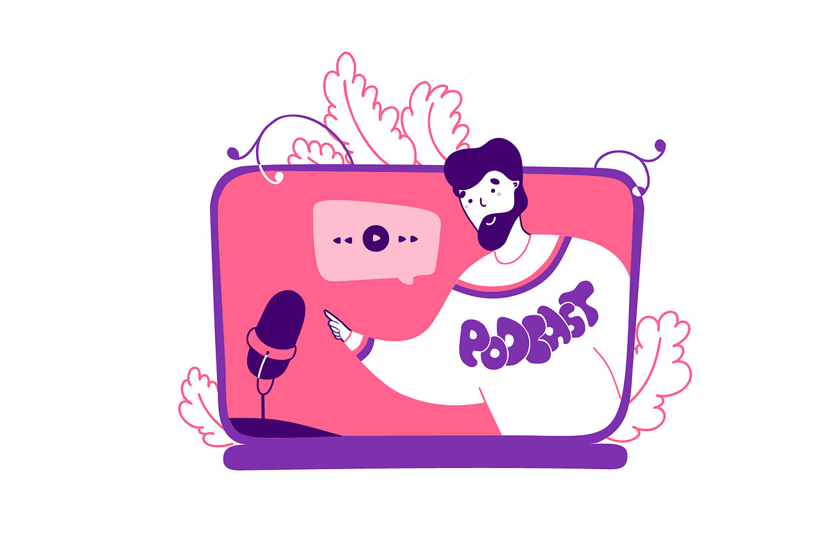 Podcasts - Cartoon Illustrations, a Person Illustration by LaVika (Photo 2 of 6)