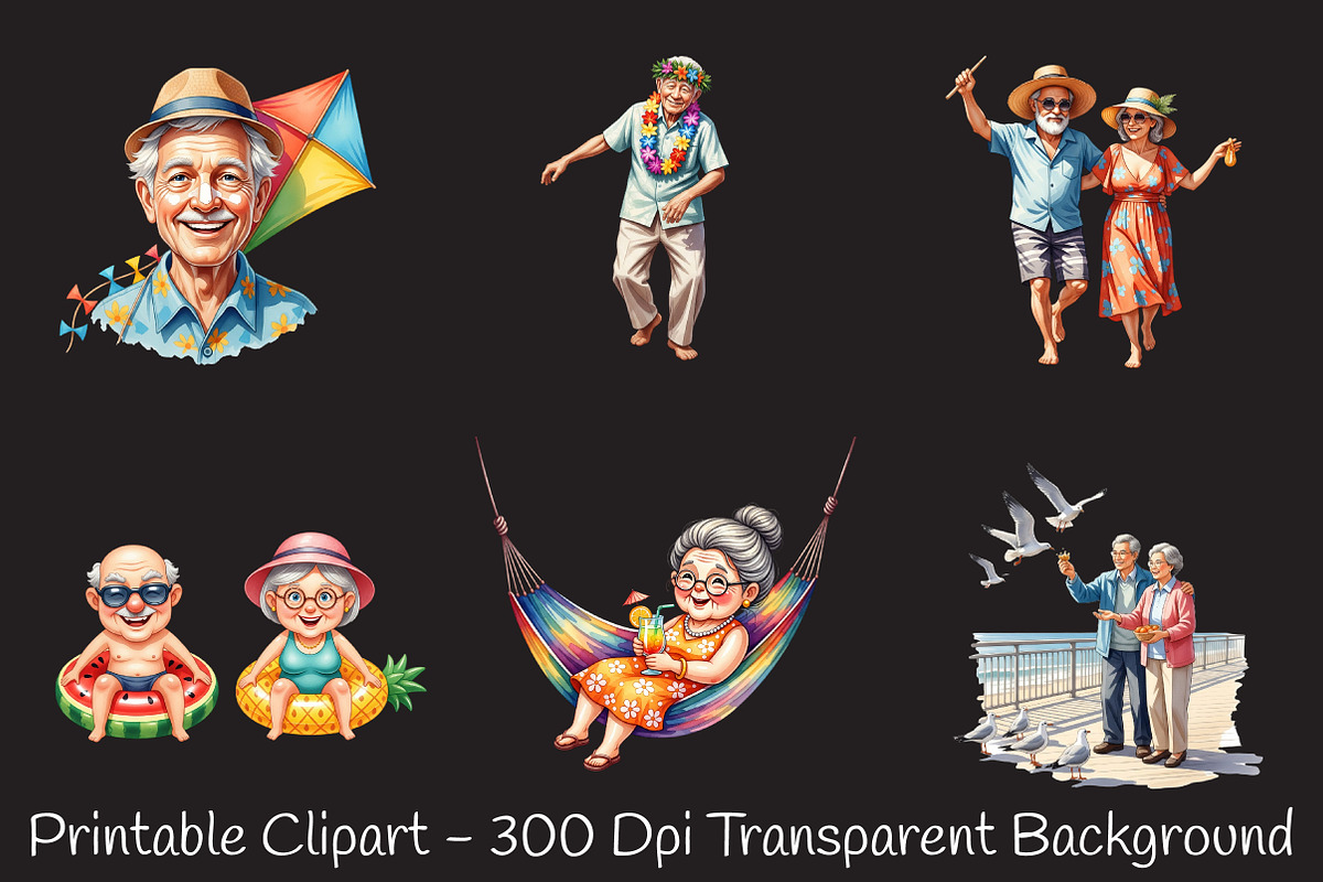Funny Summer Old Couple Clipart, an Illustration by RobertsArt (Photo 3 of 7)