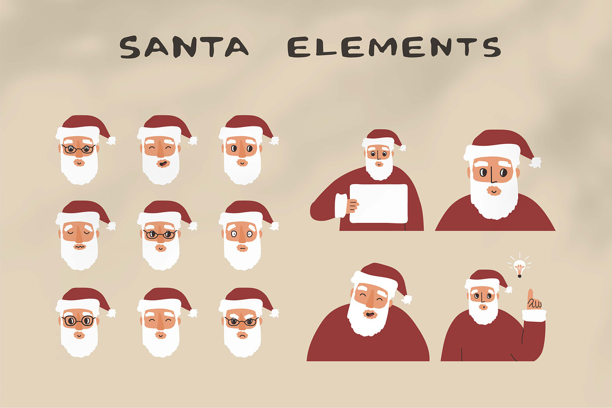 Cartoon Christmas animals and Santa, an Animal Illustration by essskina (Photo 3 of 11)