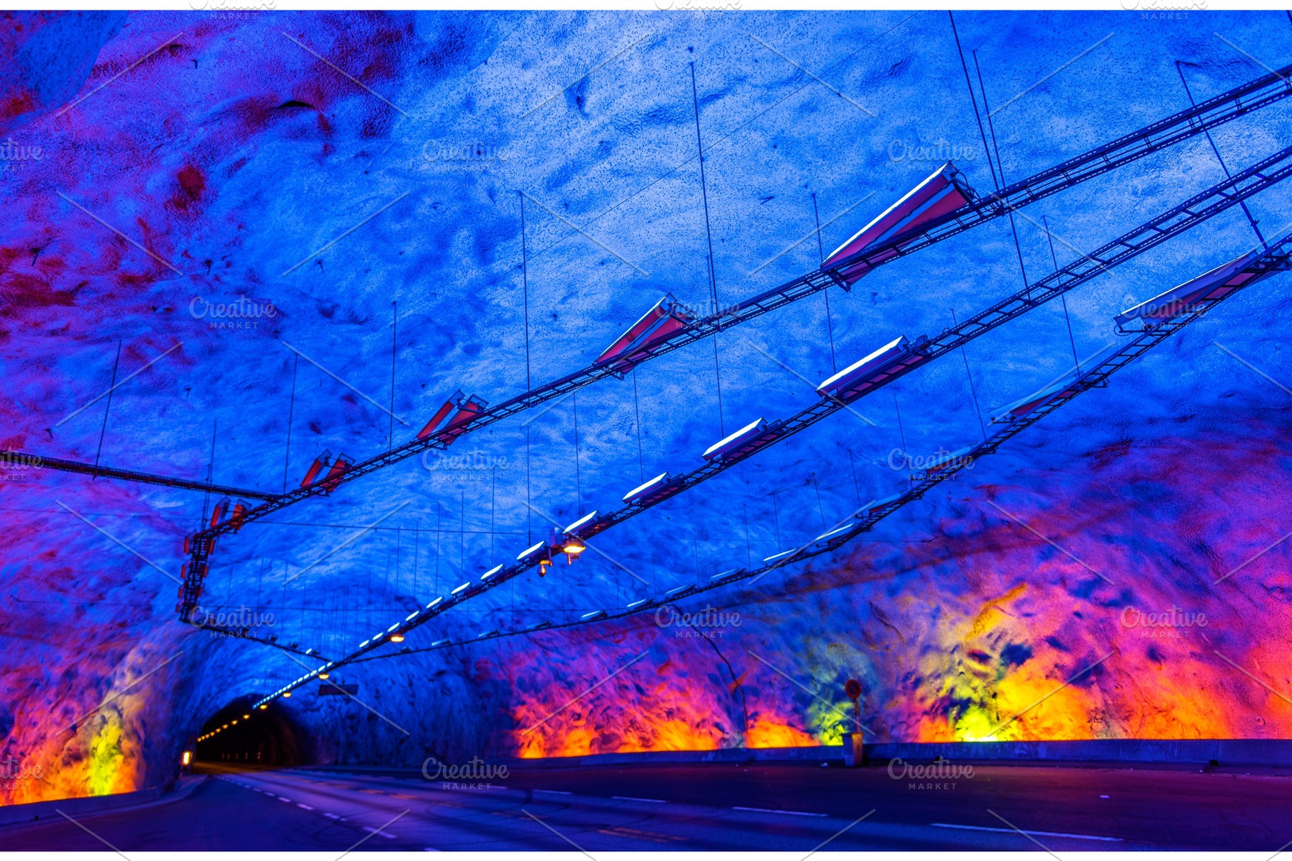 Laerdalstunnelen longest road tunnel in the world norway stock photo, a Transportation Photo by Leonid Andronov