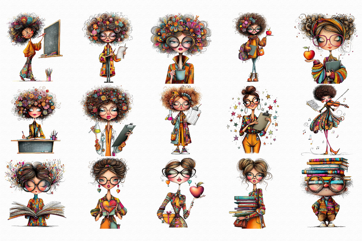 Whimsical Teachers Clipart, an Illustration by Libby Wishes (Photo 4 of 7)