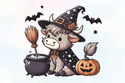 Halloween Highland Cow PNG, an Illustration by CraftArtStudio (Thumbnail 1 of 4)