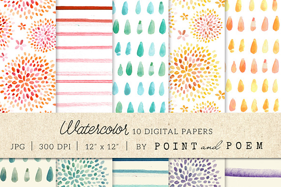 Watercolor Digital Paper Pastels