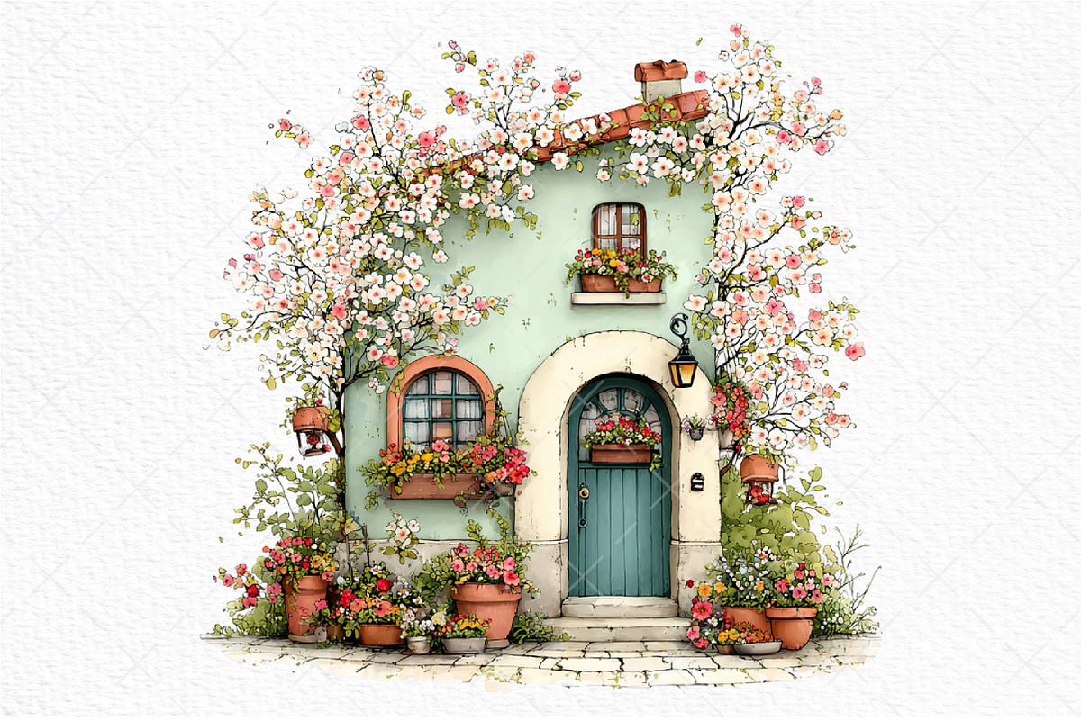 Whimsical Spring House Clipart, an Illustration by Craft Nest (Photo 9 of 11)
