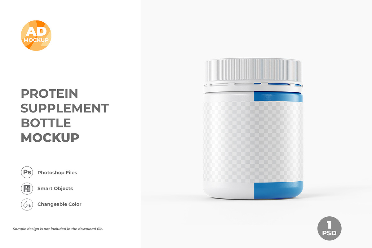 Supplement Jar Bottle Mockup (1PSD), a Packaging Mockup by Adstart (Photo 2 of 5)