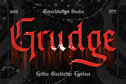 Grudge – Gothic Blackletter Typeface, a Blackletter Font by Almarkhatype (Thumbnail 1 of 15)
