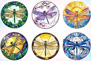 Dragonfly Stained Glass Clipart, an Illustration by Canvas Craft (Thumbnail 3 of 5)