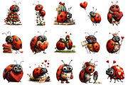 Quirky Valentine Ladybug Clipart, an Illustration by OK Design (Thumbnail 3 of 6)
