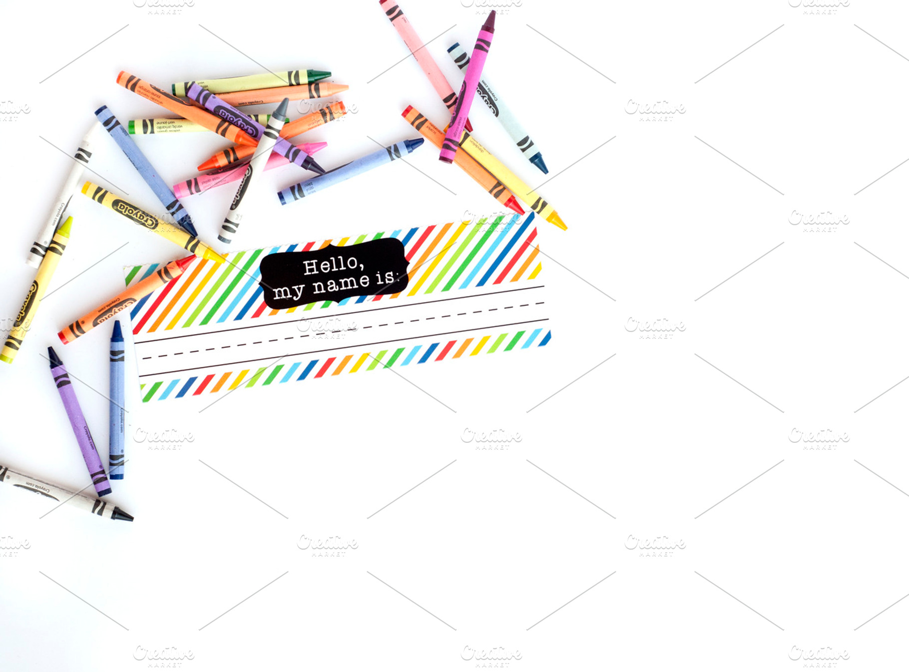 Crayons | Name Tag Stock Image, a School & Education Photo by Handmade Creative 