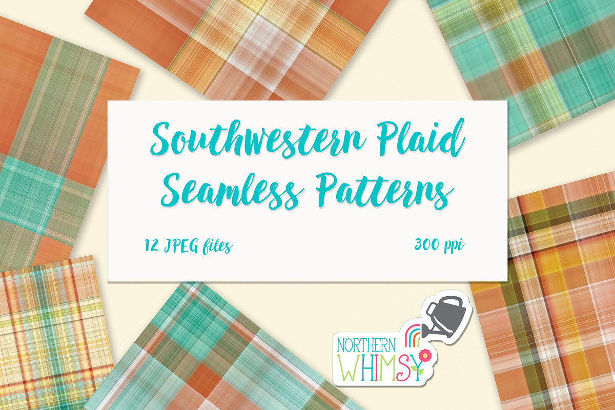 Terra Cotta and Teal Plaid, a Pattern Graphic by Northern Whimsy Design (Photo 1 of 4)