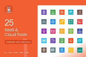 25 SaaS & Cloud Tools Icons, an Icon by IconBunny