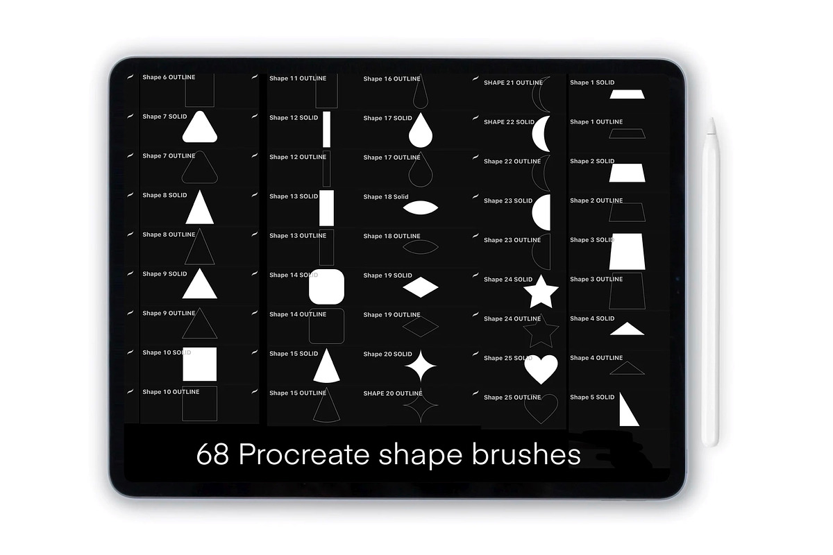 Procreate shape stamps for iPad, a Brush Add-On by Illustration Tribe (Photo 1 of 3)