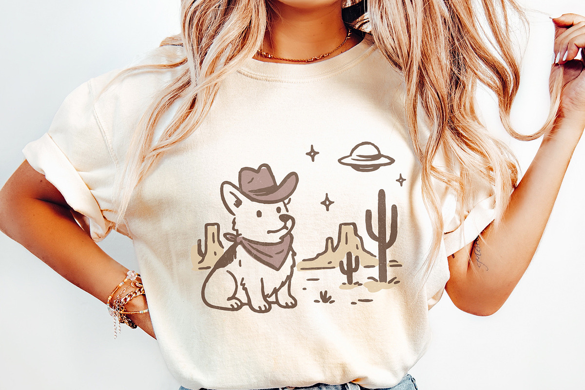 Retro Corgi Cowboy in Desert, Cute, an Illustration by SharpMarketplace (Photo 3 of 9)