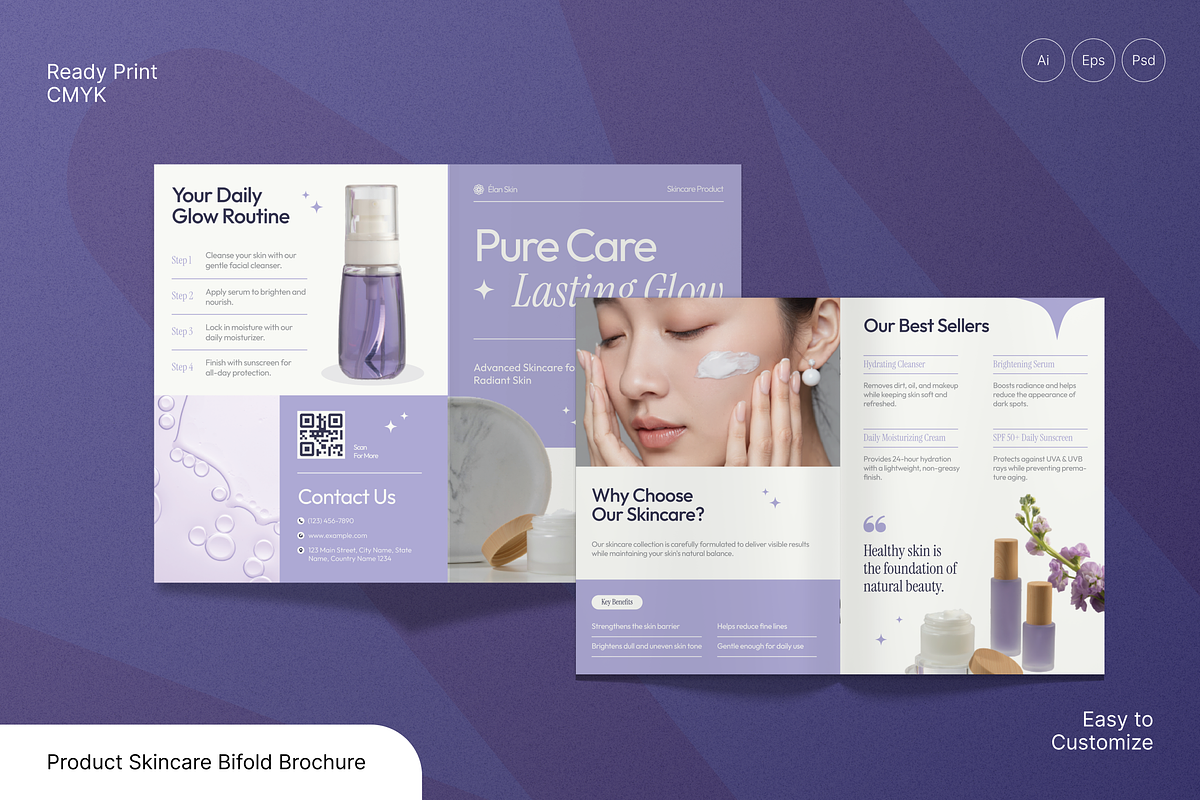 Product Skincare Bifold Brochure, a Brochure Template by Annora Studio (Photo 1 of 6)