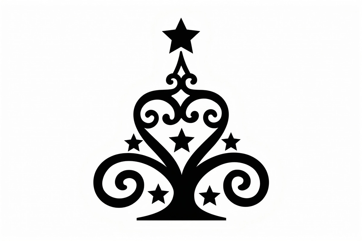 Elegant Christmas Tree Silhouette Se, an Illustration by balal (Photo 10 of 21)