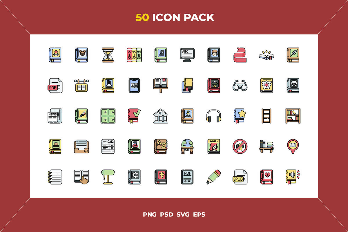 Library icons, an Outline Icon by Wencory (Photo 1 of 2)