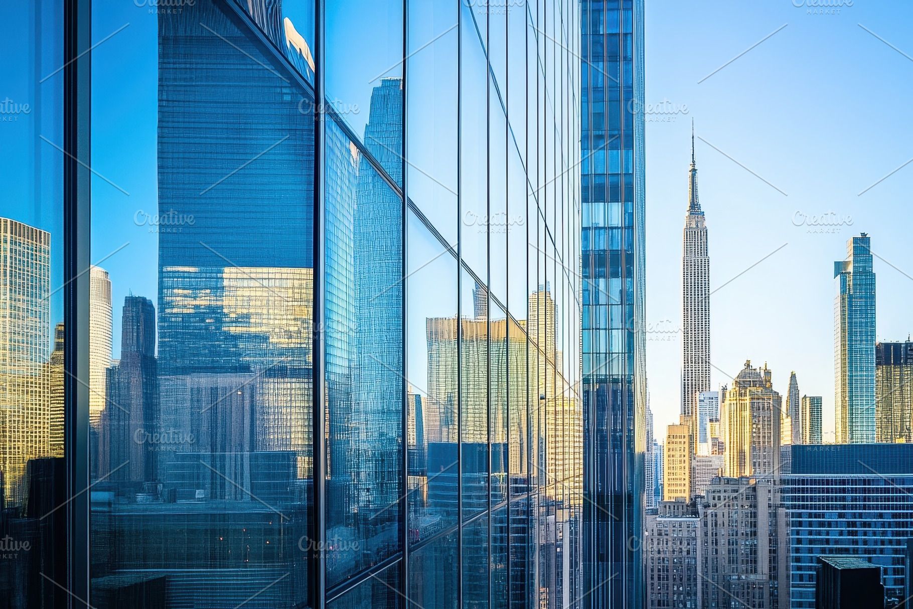 Reflections of the city skyline, a Photo by Pavel_design