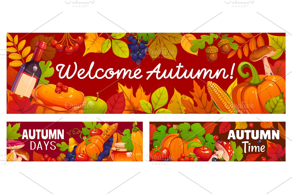 Welcome autumn banners, a Seasonal Illustration by Vector Tradition (Photo 1 of 3)