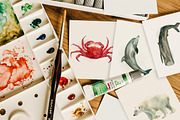 Watercolor sea creatures, an Illustration by Onceli*art (Thumbnail 5 of 8)