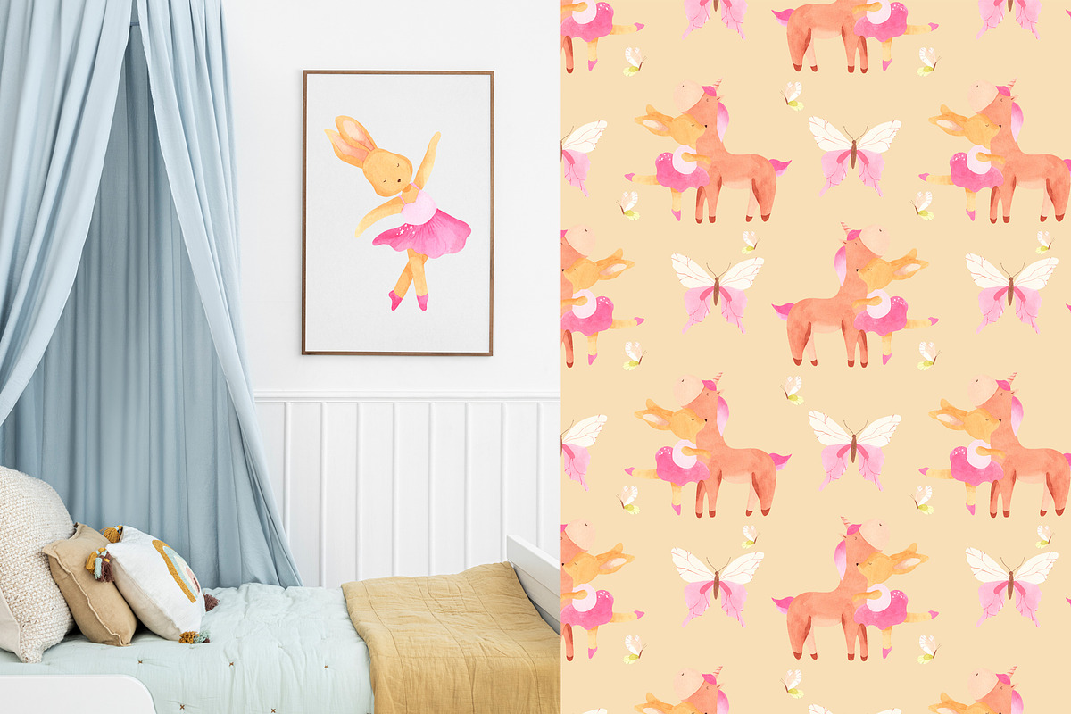 Little Ballerina Watercolor Clipart, an Animal Illustration by natalisart (Photo 7 of 13)