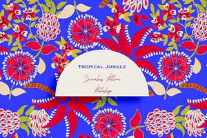 Tropical Jungle Blue Pattern Design