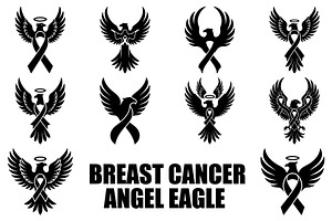 Breast Cancer Angel Eagle SVG, a Seasonal Illustration by balal