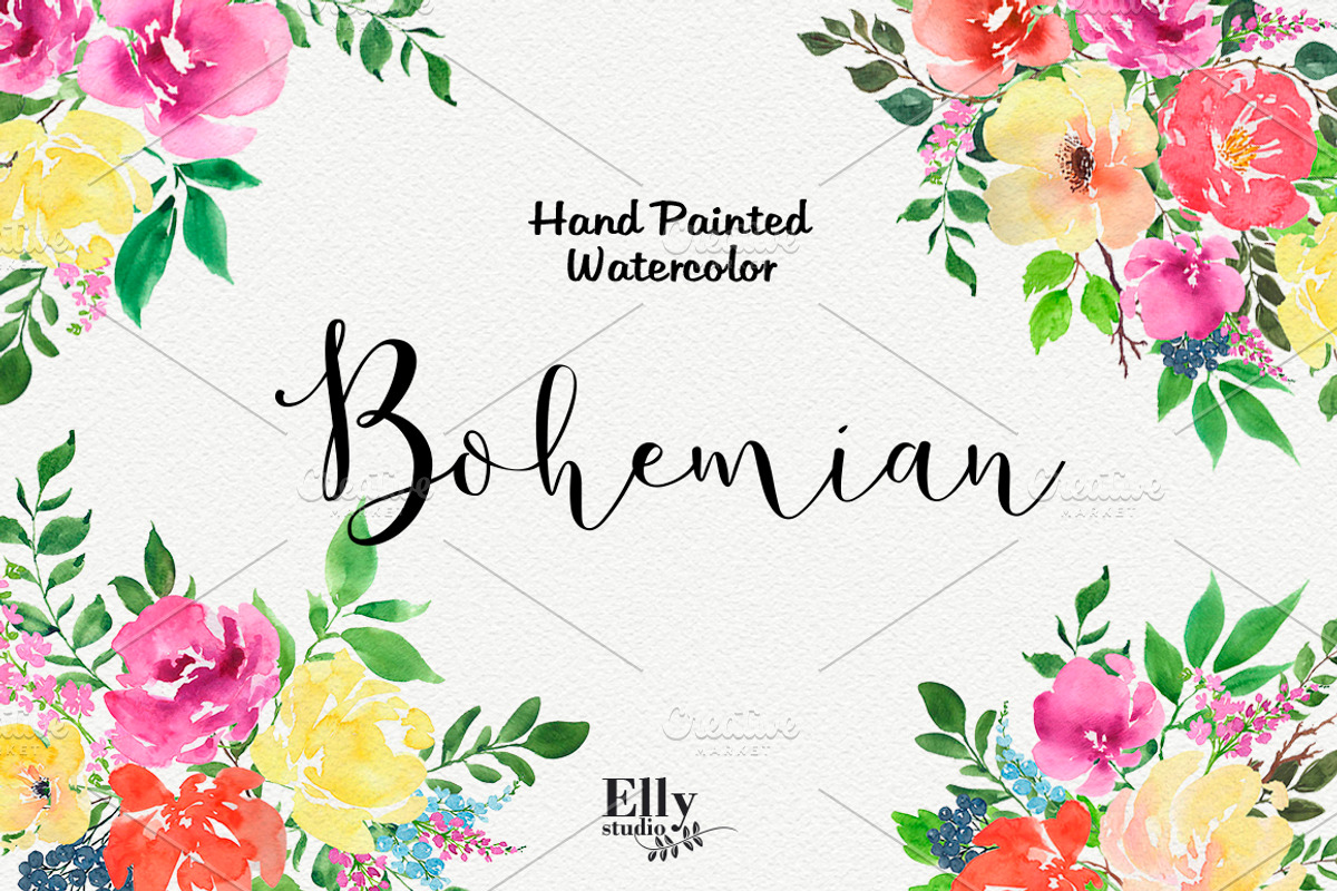 Watercolor Flower Clipart - Bohemian, an Illustration by Elly Studio (Photo 7 of 7)