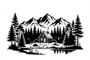 50 Forest Cabin Landscape Silhouette, an Empty State Illustration by Amazin_art (Thumbnail 23 of 38)