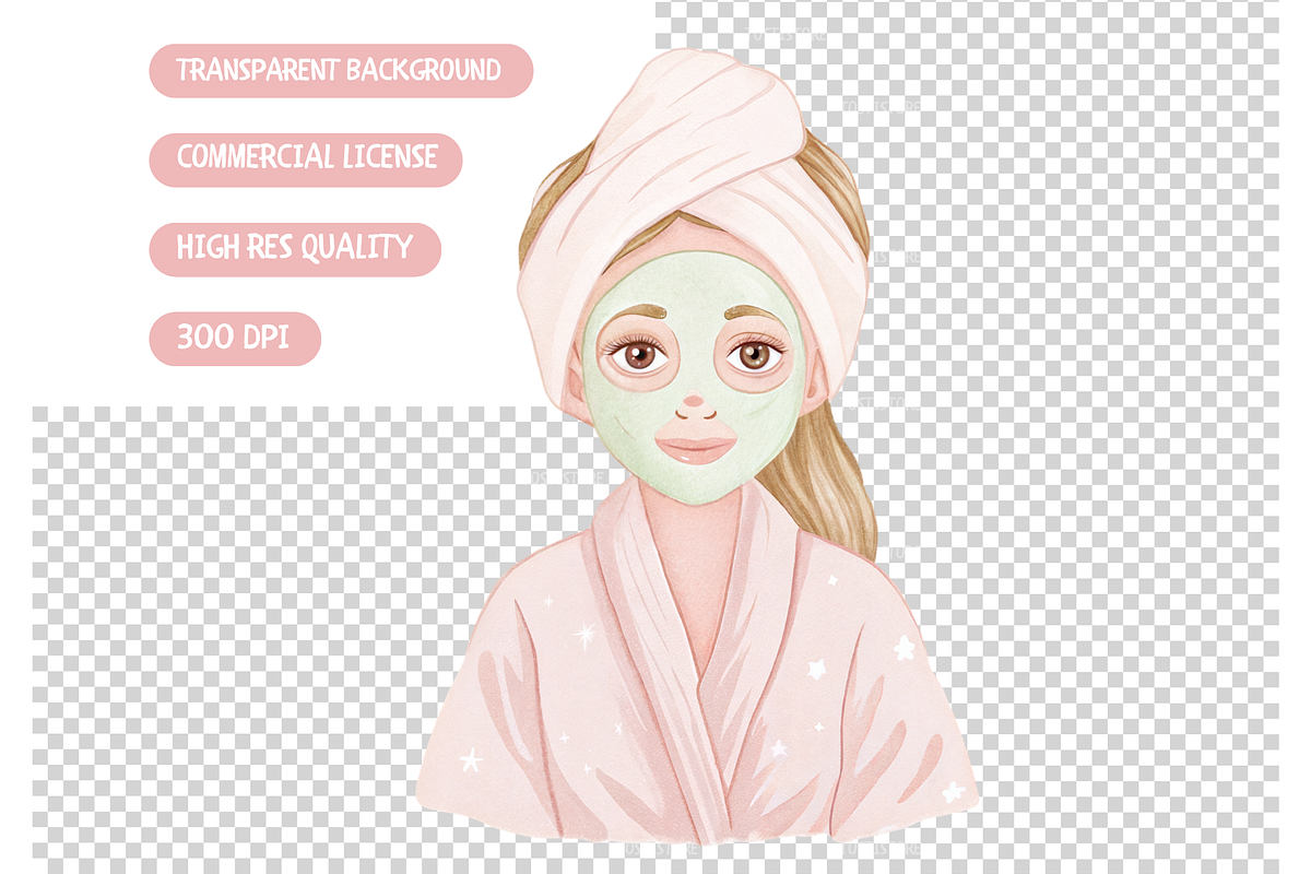 Sleepover Spa Day Illustrations, an Illustration by TatiMockup (Photo 3 of 3)