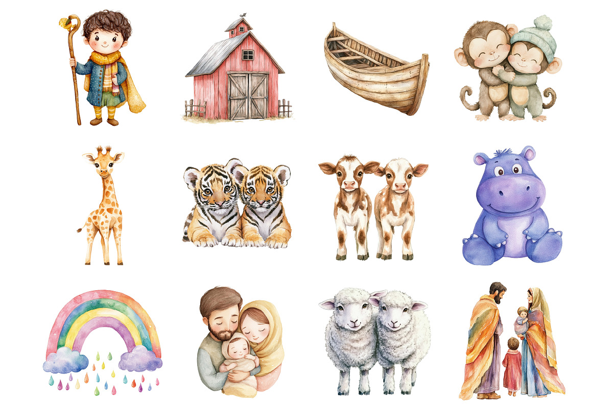 Watercolor Noah's Ark Clipart, a Seasonal Illustration by Design Market (Photo 2 of 5)