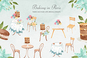 Baking in Paris Watercolor Clipart, a Food Illustration by natalisart (Thumbnail 6 of 16)