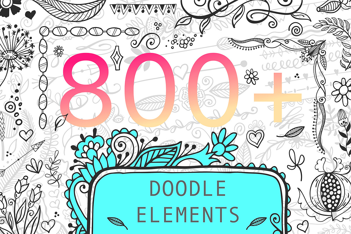 800+ DOODLE ELEMENTS SET, a Templates & Theme by karakotsya (Photo 1 of 24)