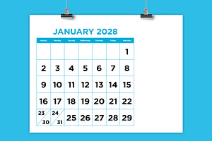 2028 Large No. Color 8.5x11 Calendar, a Stationery Template by Running With Foxes